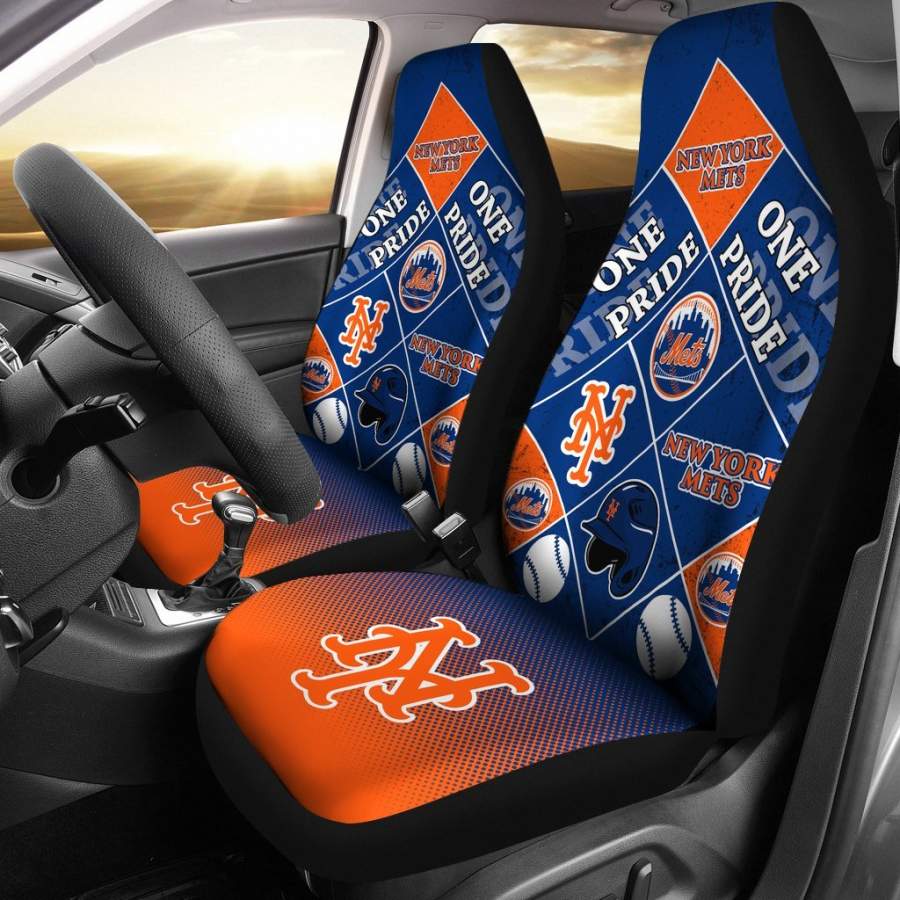 Colorful Pride Flag New York Mets Car Seat Covers