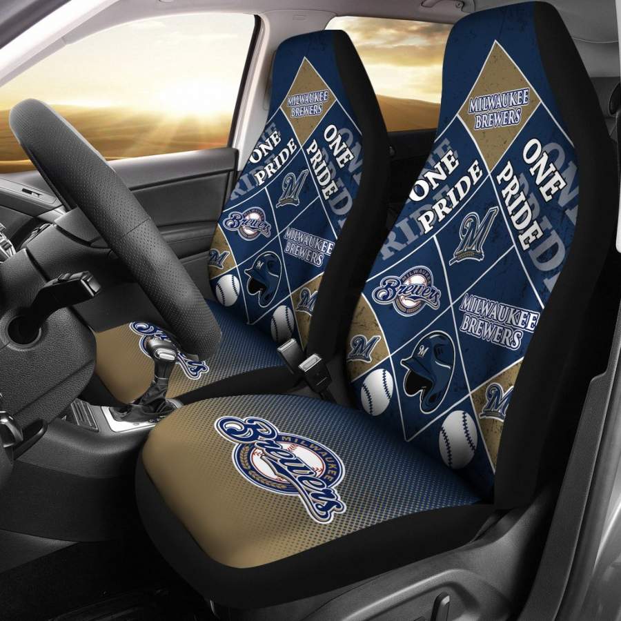 Colorful Pride Flag Milwaukee Brewers Car Seat Covers