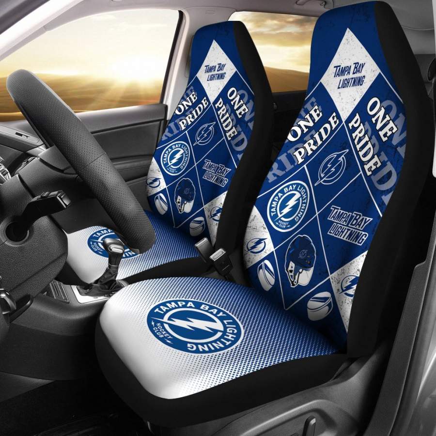 Colorful Pride Flag Tampa Bay Lightning Car Seat Covers