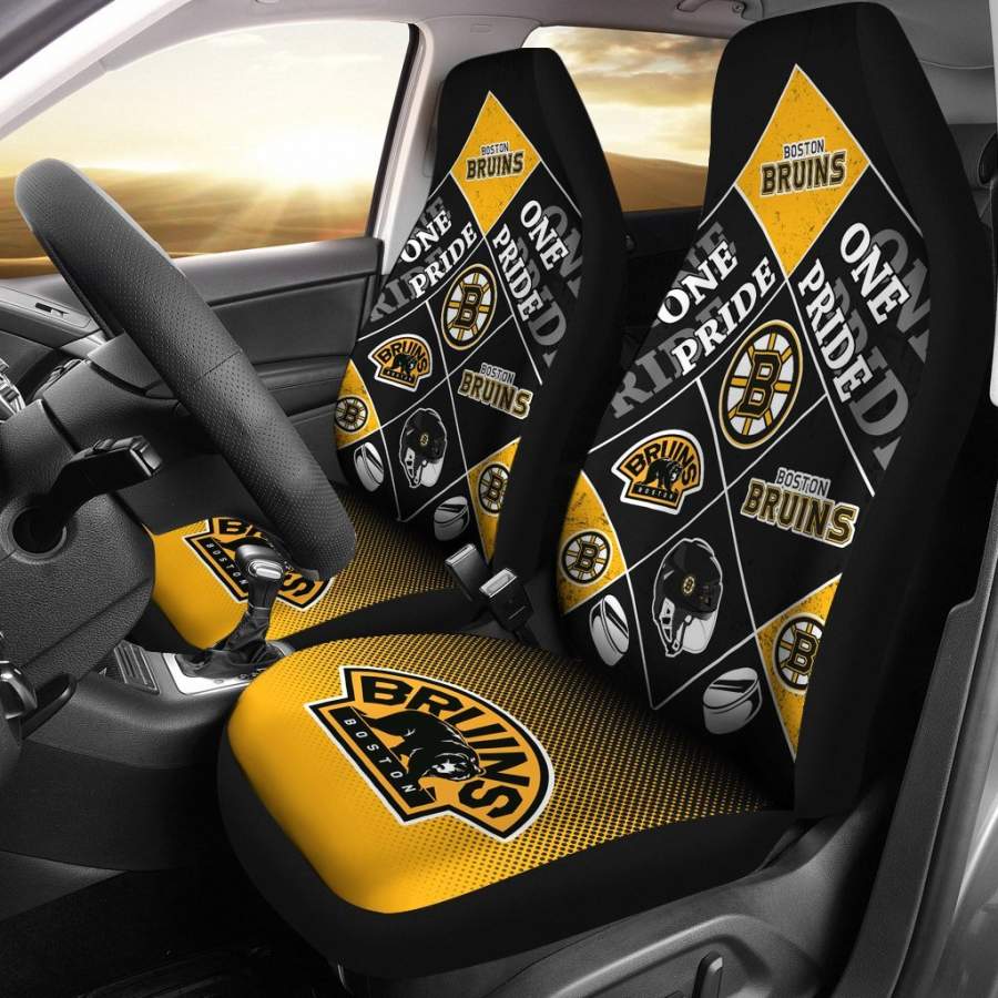 Colorful Pride Flag Boston Bruins Car Seat Covers