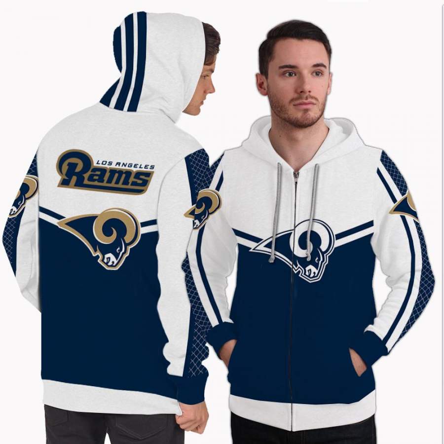 Colorful Gorgeous Fitting Los Angeles Rams Zip Hoodie