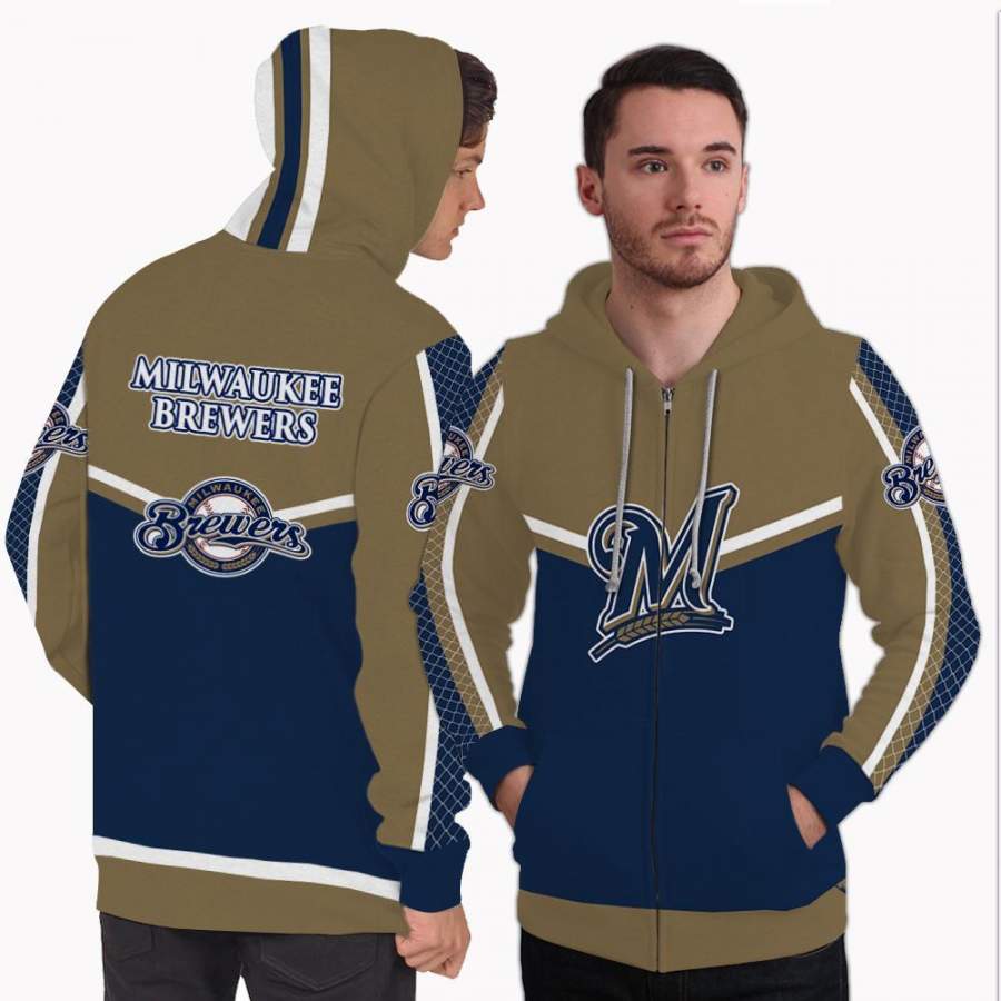 Colorful Gorgeous Fitting Milwaukee Brewers Zip Hoodie