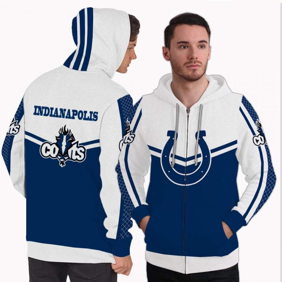 Colorful Gorgeous Fitting Indianapolis Colts Zip Hoodie