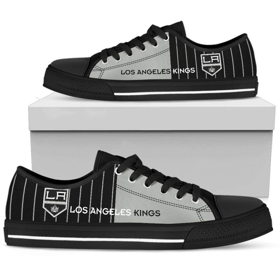 Cool Simple Design Vertical Stripes Los Angeles Kings Low Top Shoes