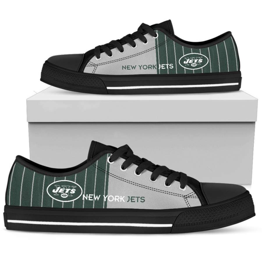 Cool Simple Design Vertical Stripes New York Jets Low Top Shoes