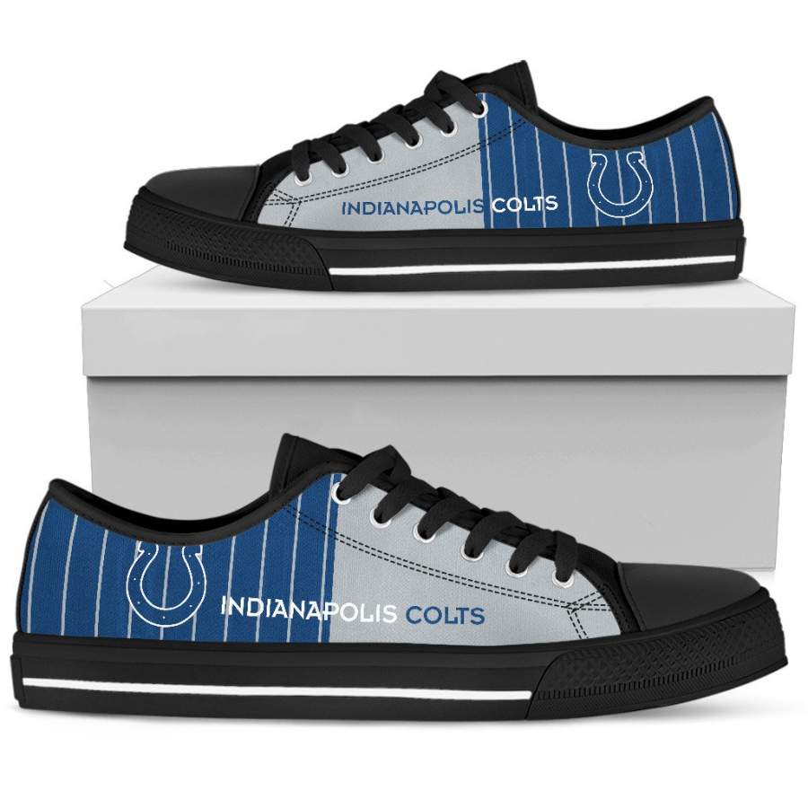 Cool Simple Design Vertical Stripes Indianapolis Colts Low Top Shoes