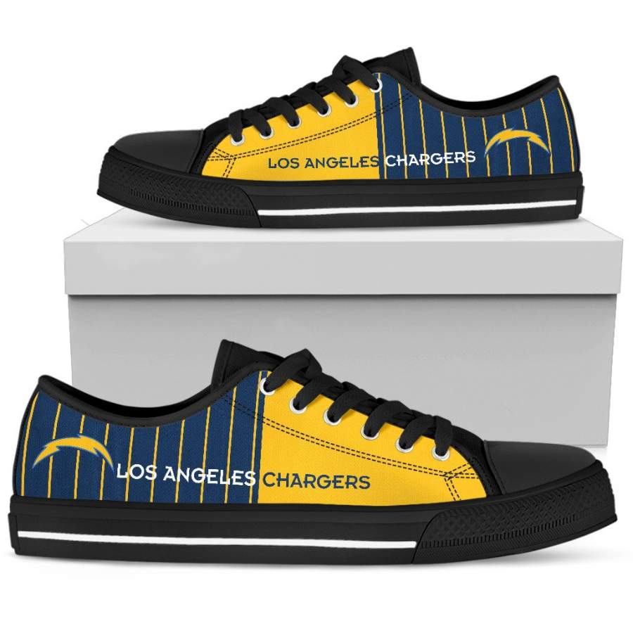 Cool Simple Design Vertical Stripes Los Angeles Chargers Low Top Shoes