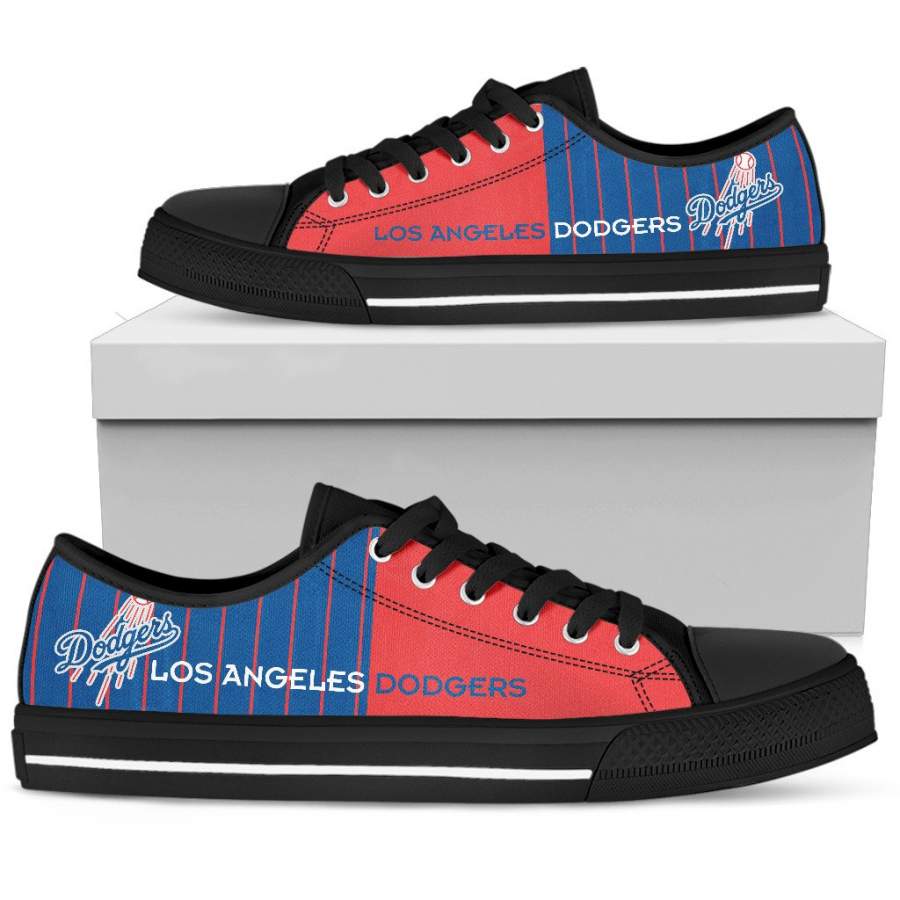 Cool Simple Design Vertical Stripes Los Angeles Dodgers Low Top Shoes