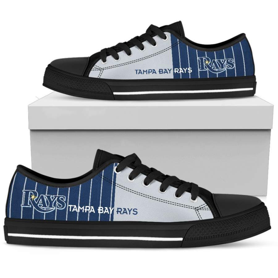 Cool Simple Design Vertical Stripes Tampa Bay Rays Low Top Shoes