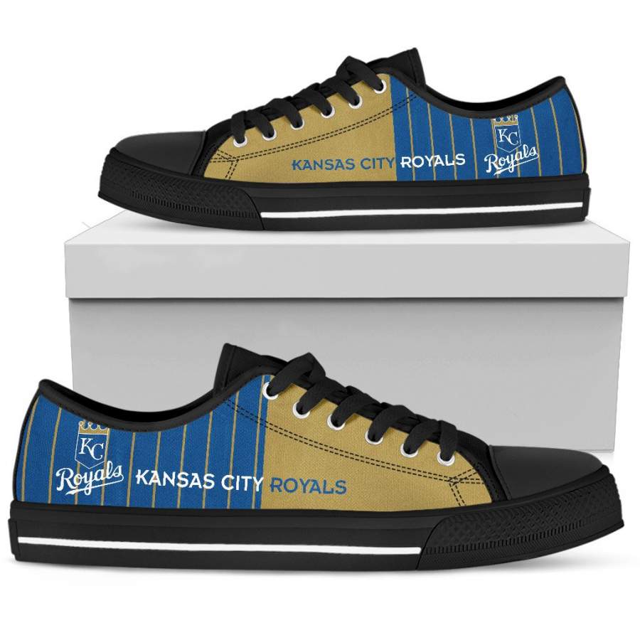 Cool Simple Design Vertical Stripes Kansas City Royals Low Top Shoes